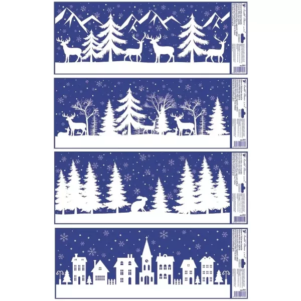 Vinterlandskab mønstret glitrende vinduesklistermærke - 60 x 23 cm, flere varianter