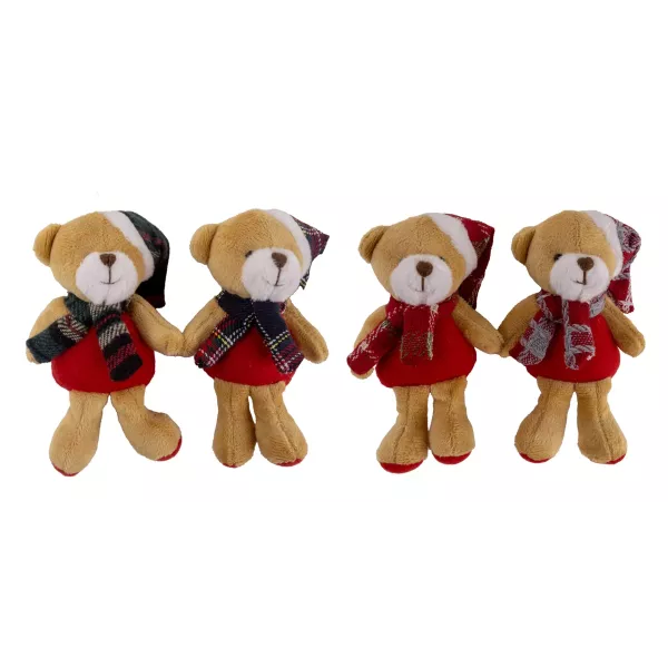Hängende Plüschfigur Bär mit Schal - 12 cm, verschiedene Typen