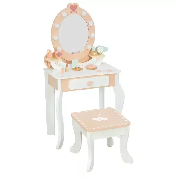 Tooky Toy: Tocador de madera con corazones y luz, 92 cm