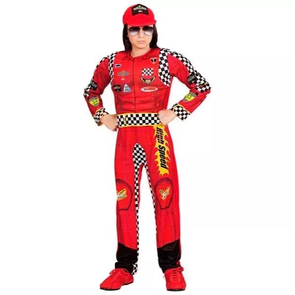 Autóversenyző overál jelmez sapkával - 140 cm