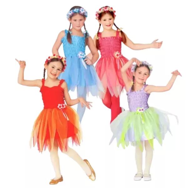 Tündér balerina jelmez virágos fejpánttal - 110 cm, többféle