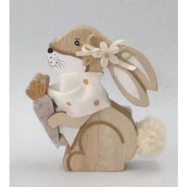 Fa nyuszi figura répával - 10 cm