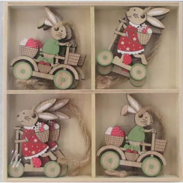 Rolleres fa nyuszik - felakasztható, 8 darabos, 6 cm