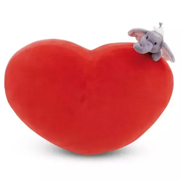 Nici: Almohada en forma de corazón con peluche de elefante - 42 cm