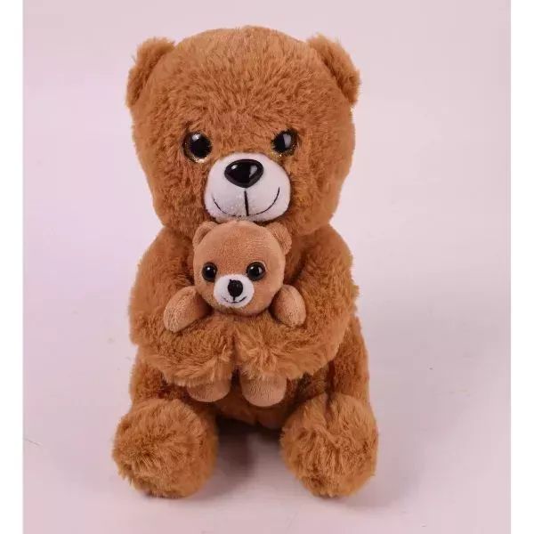 Maci plüssfigura kicsinyével - 20 cm