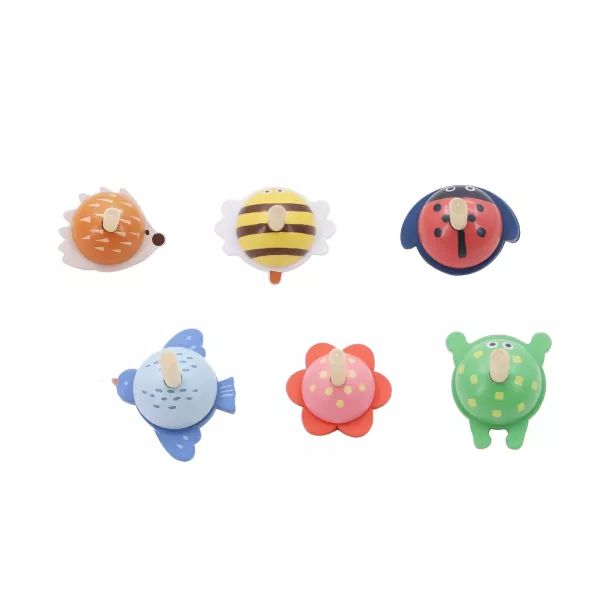 Állatmintás fa pörgettyű - többféle