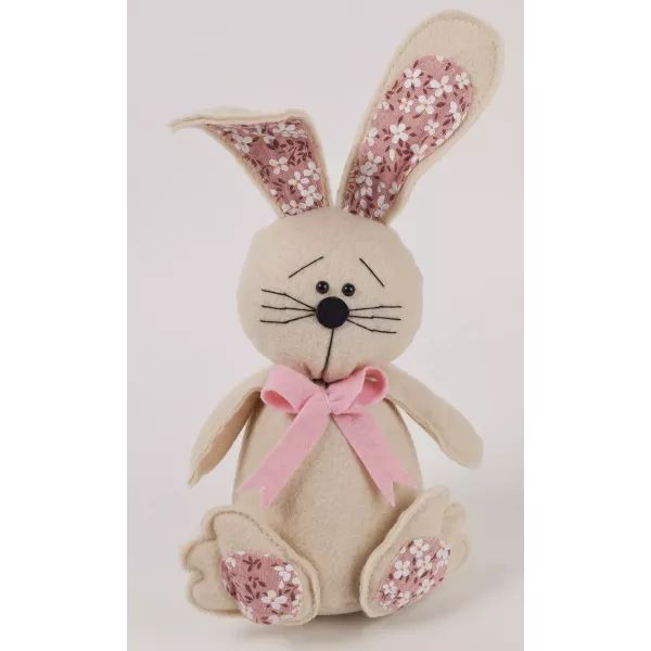 Rószaszín virágos nyuszi figura filcből - 28 cm