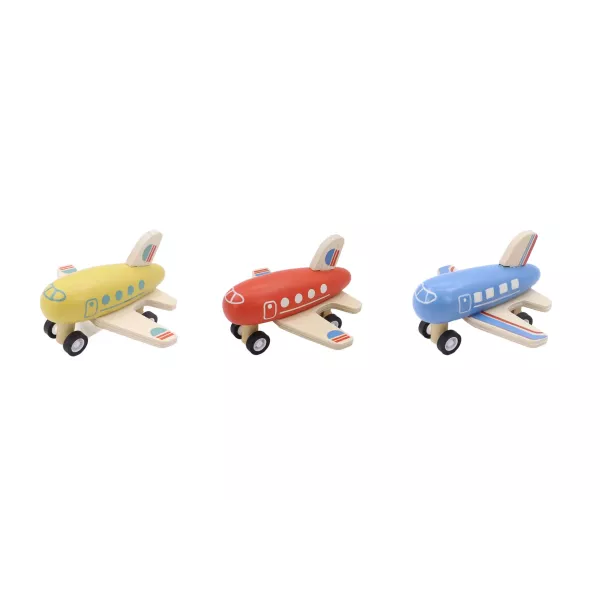 Aufziehbares Holzflugzeug - 9 cm, verschiedene Typen