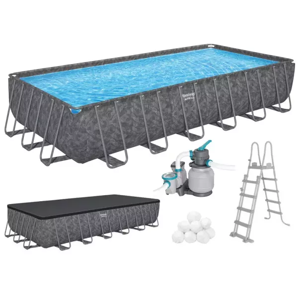 Bestway APX 365 – 561 KG, Rahmenpool mit Sandfilter – 732x366x132 cm