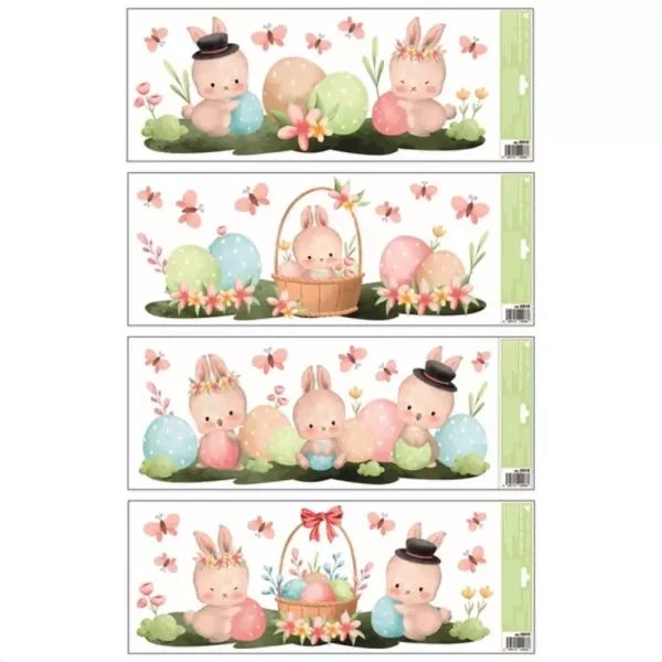 Húsvéti nyuszi mintás ablakmatrica, 22 x 60 cm, többféle