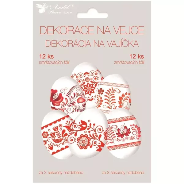 Folie termocontractibilă pentru decorarea ouălor de Paște - motive tradiționale roșii