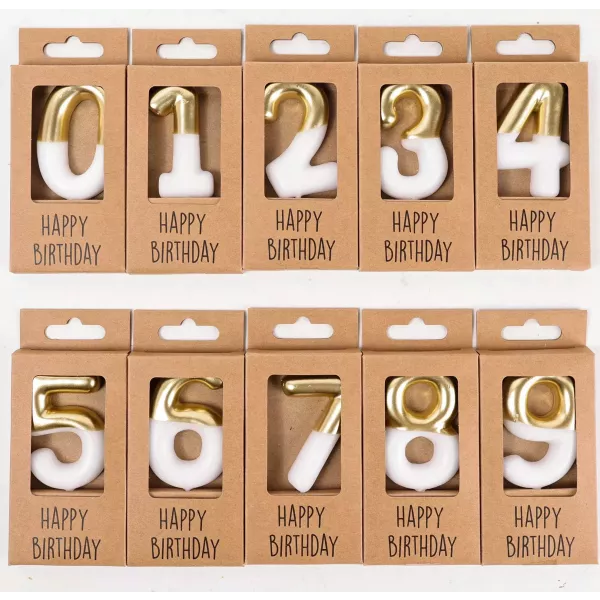 Numerosas velas de cumpleaños, color dorado-blanco, 10 cm - 1