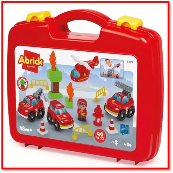 Abrick: Tűzoltó játékszett, bőrönben - 40 darabos Abrick: Tűzoltó játékszett, bőrönben - 40 darabos