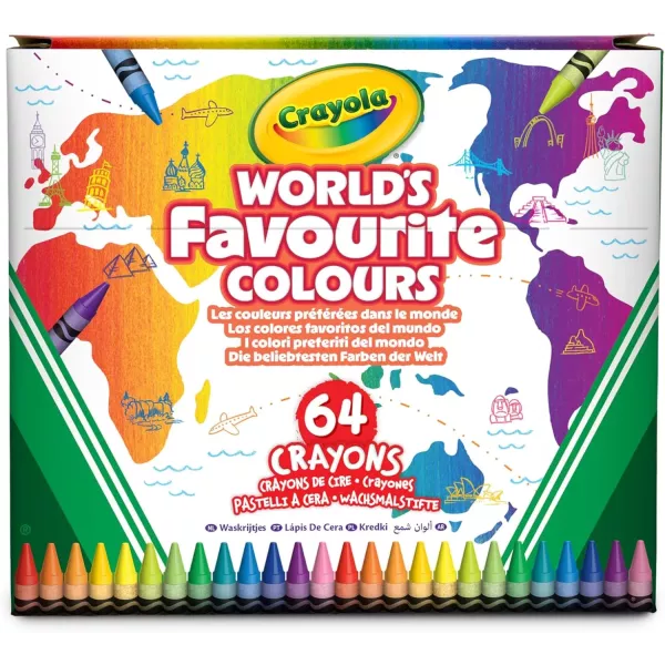 Crayola: i colori preferiti del mondo - pastelli a cera, 64 pezzi