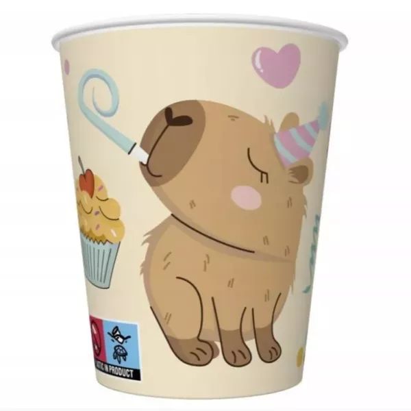Kapibara mintás papírpohár - 250 ml, 8 db-os