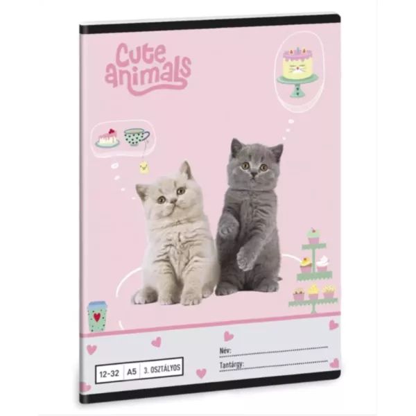 Cute Animals: Tea Party vonalas füzet - 3. osztály