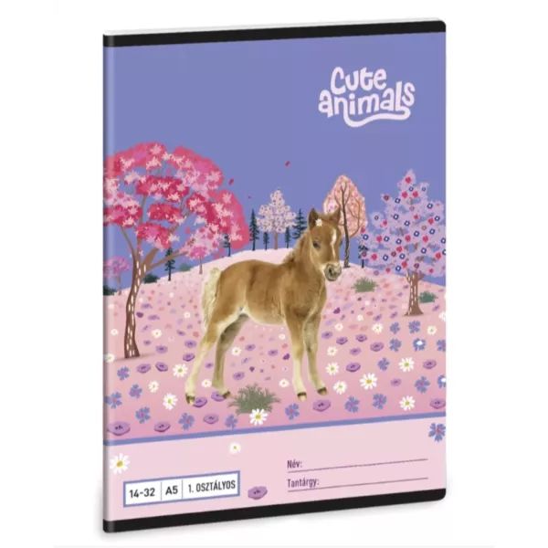 Cute Animals: Horse vonalas füzet - 1.osztályos, A/5-ös