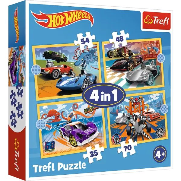 Trefl: Hot Wheels járművek puzzle - 4 az 1-ben Trefl: Hot Wheels járművek puzzle - 4 az 1-ben