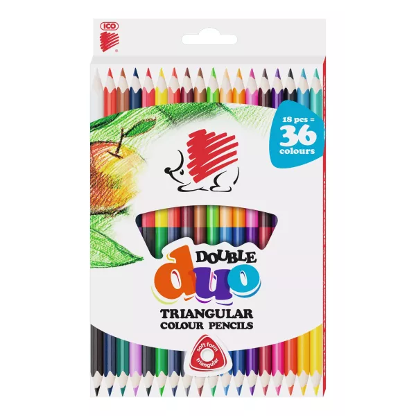 Lápiz de color triangular de doble punta ICO Süni - set de 18 unidades