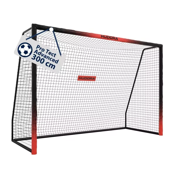 Hudora Pro Tect Advanced metal fodboldmål, 300 cm - sort/rød
