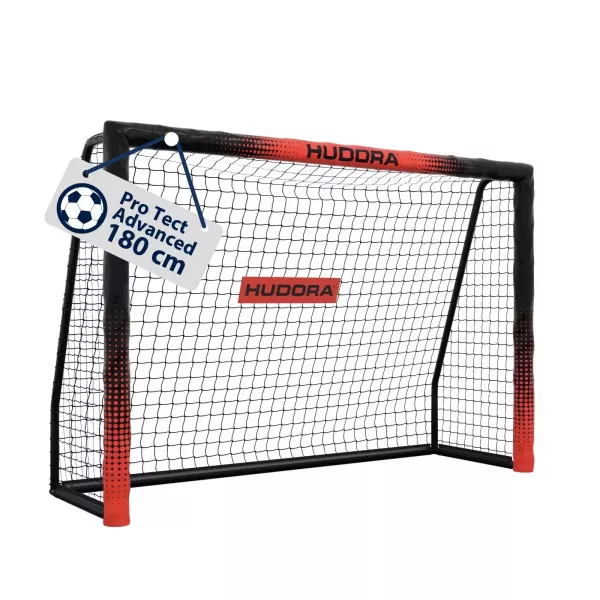 Hudora: Pro Tect Advanced metal fodboldmål, 180 cm - sort/rød