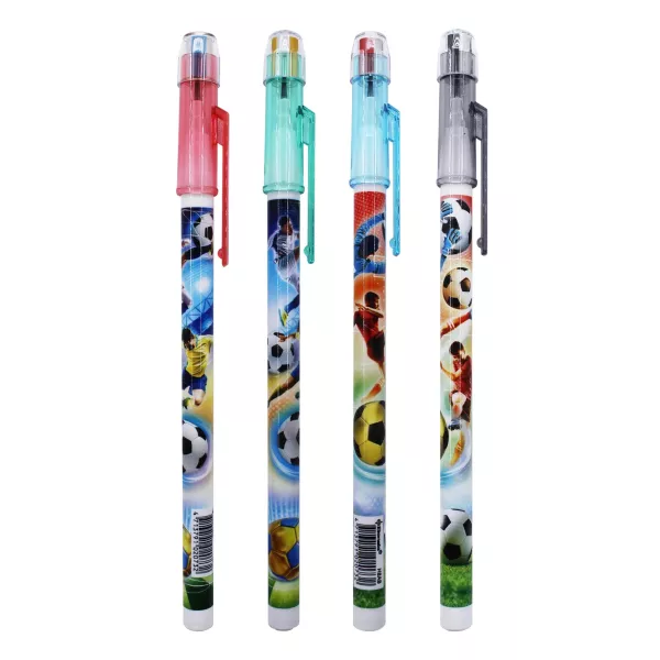 Bensia : Crayon porte-mine motif foot avec gomme, modèles assortis