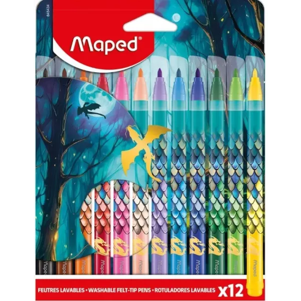 Σετ μαρκαδόρων Maped Dragon, πλενόμενοι, 12 τεμαχίων