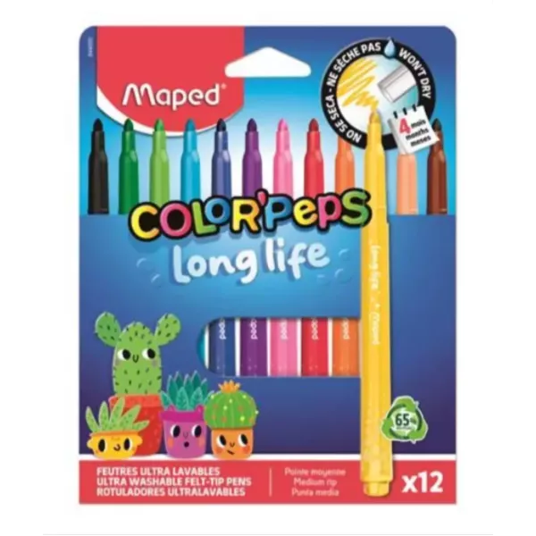Maped: Color Peps Longlife filctoll készlet - kimosható, 12 db-os