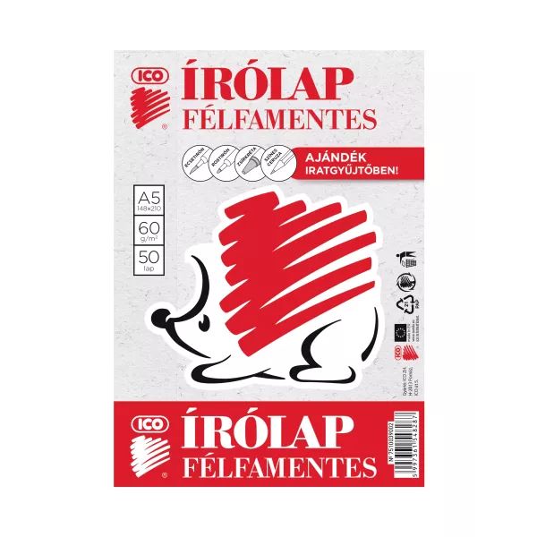 ICO Süni: Írólap - félfamentes, A/5-ös, 50 db-os