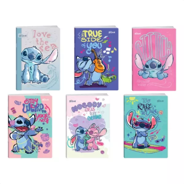 Cahier à petits carreaux Stitch - format A5, modèles assortis