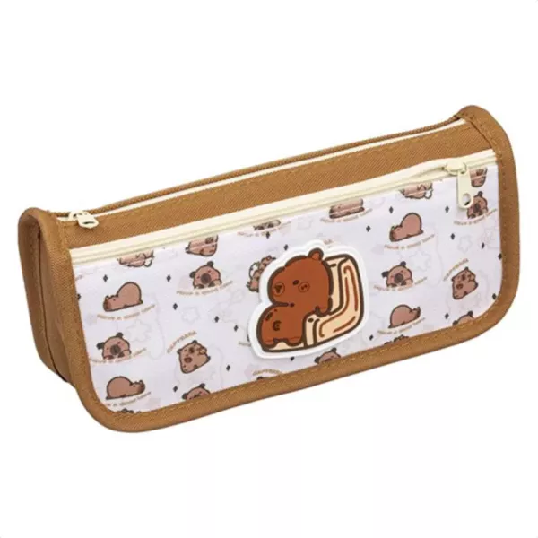 Estuche con cremallera y diseño de capibara, tipo bandeja, 21 x 6 cm