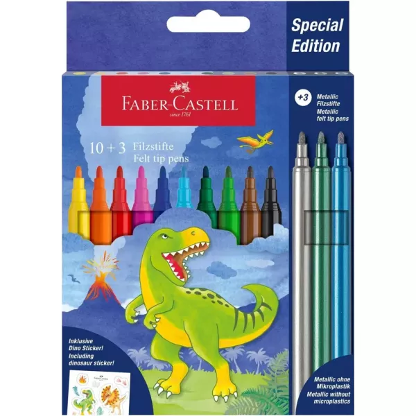 Faber-Castell: Μαρκαδόροι με δεινόσαυρους, σετ 10+3 τεμαχίων