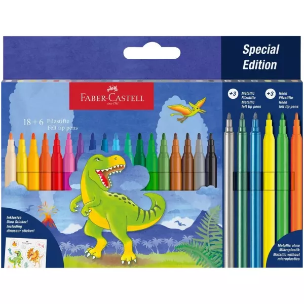 Faber-Castell: Σετ μαρκαδόρων με δεινόσαυρους - 24 τεμάχια