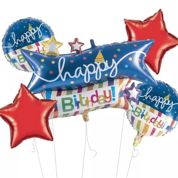 Folien-Luftballonstrauß zum Geburtstag – 5-teilig