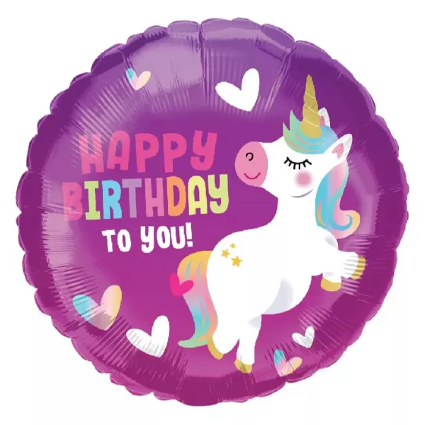 Folienballon mit Einhornmotiv zum Geburtstag – 36 cm