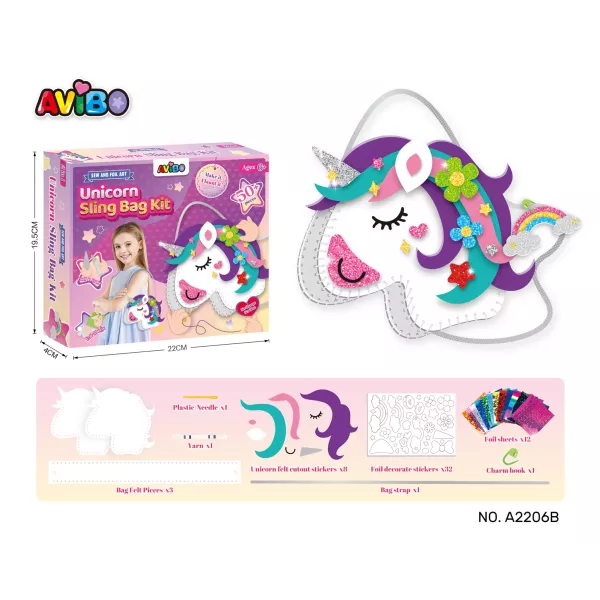 Kit creativo fai-da-te per borsa unicorno da cucire