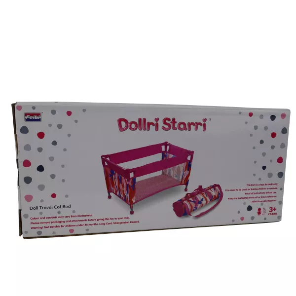 Cama de viagem com flores e corações para bonecas – 52 cm