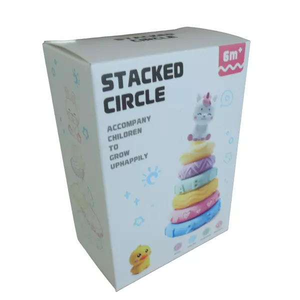 Jogo educativo de construção de torre com unicórnios – conjunto com 7 peças