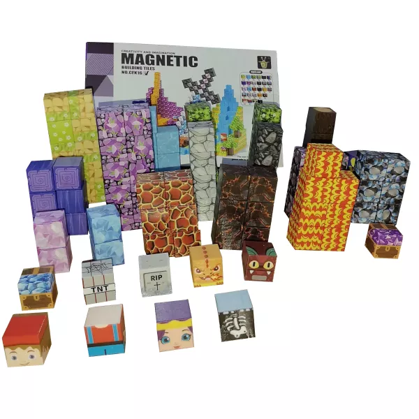 Blocuri de construcție magnetice – set de 100 bucăți
