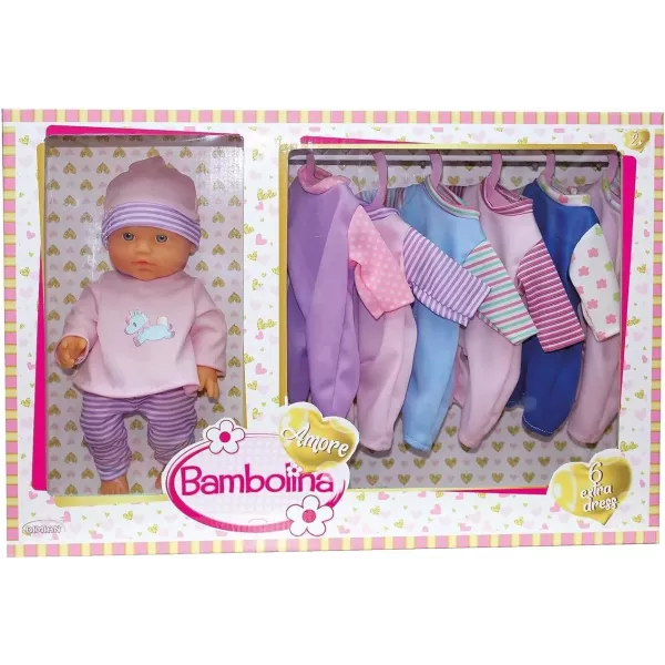 Bambolina: Păpușă de jucărie în set cadou cu 6 hăinuțe - 30 cm