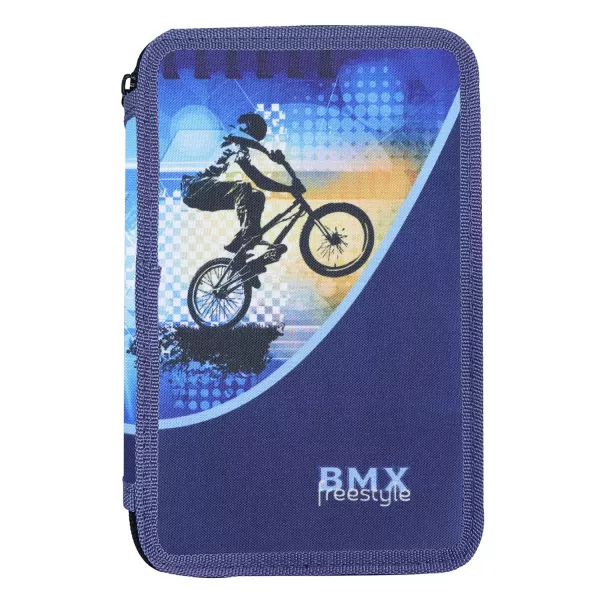 Trousse double étage motif BMX – sans fournitures