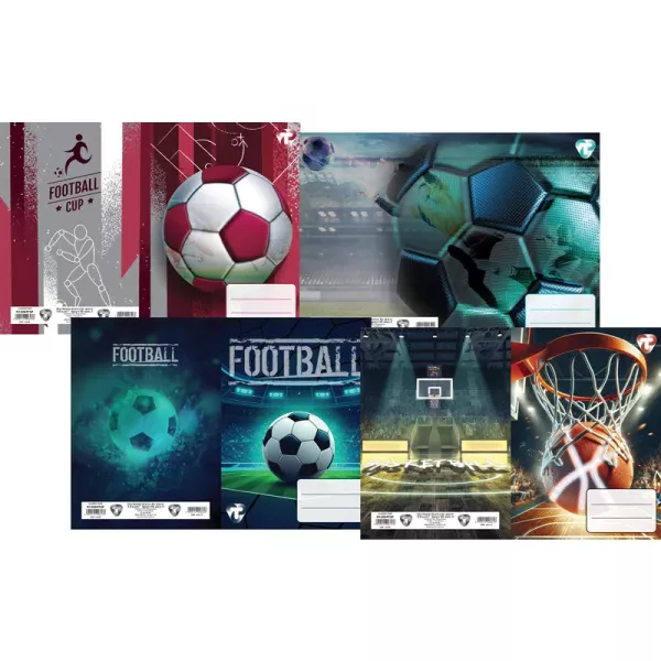T-Creative : Couverture de cahier A5 avec inserts motif sport, 1 pièce, modèles assortis