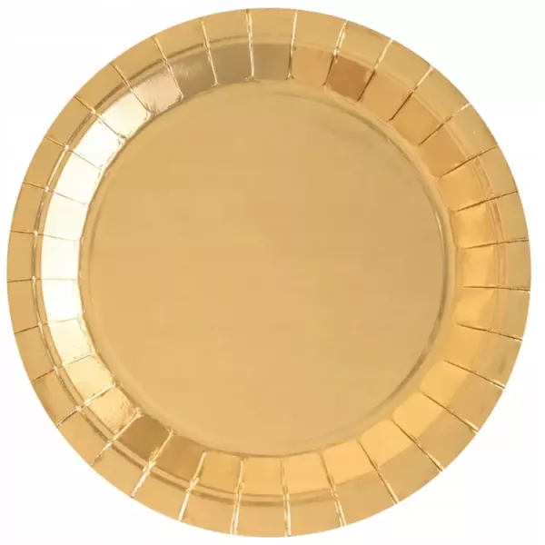 Piatti di carta eleganti color oro - 23 cm, confezione da 8 pezzi