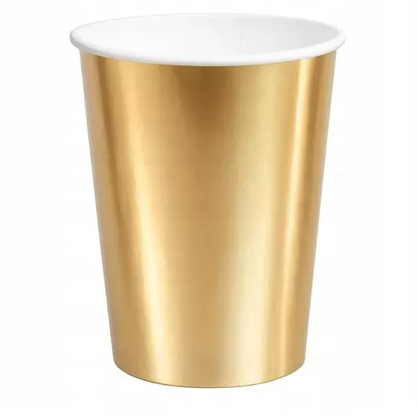 Bicchiere di carta elegante color oro - 250 ml, confezione da 6 pezzi