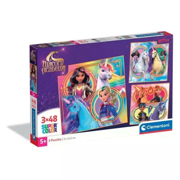 Puzzle Academia Unicornilor - 3 x 48 piese