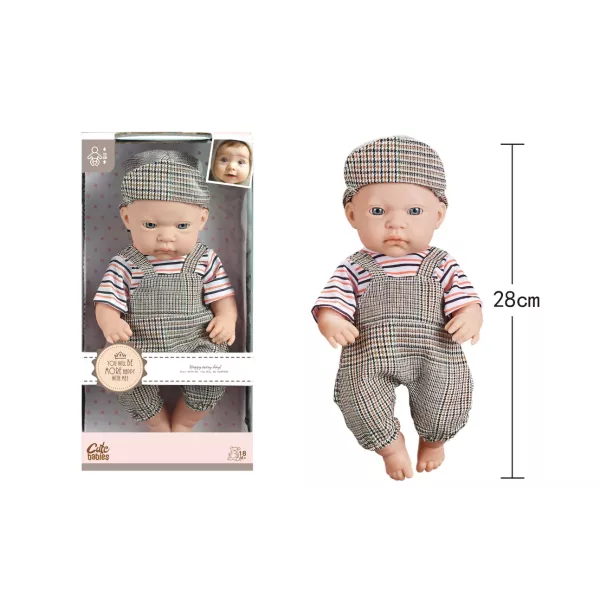 Cute Babies: mängunukk ruuduliste pükstega – poiss, 28 cm
