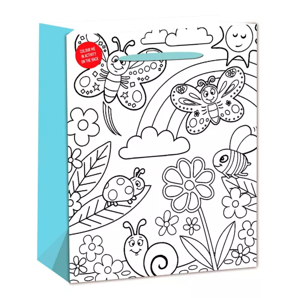 Sac cadeau à colorier motif papillon - 26 x 32 cm