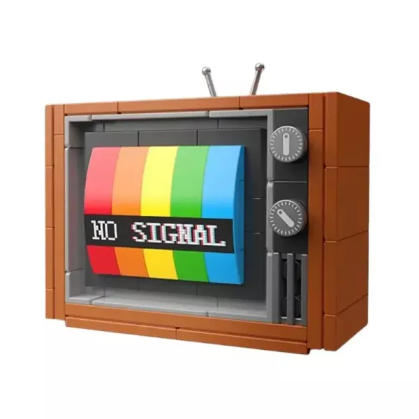 Televizor retro colorat din cuburi de construcție