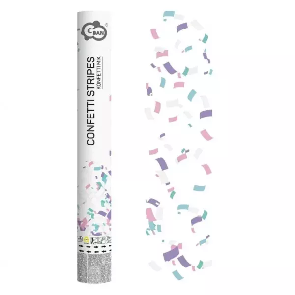 Cannone pneumatico spara coriandoli, forme pastello assortite - 40 cm