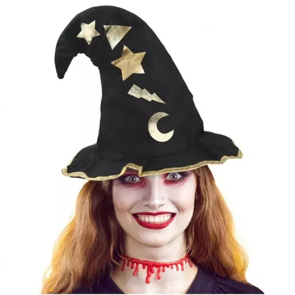 Cappello da strega con stelle e luna, taglia unica